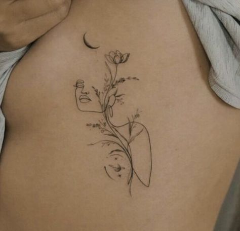 Growing Lady Tattoo, Tattoos That Represent Femininity, Think Less Feel More Tattoo, Busy Mind Tattoo, Endo Warrior Tattoo, Still Growing Tattoos For Women, Butterfly Head Tattoo, Women Silhouette Tattoo, Lung Tattoo With Flowers