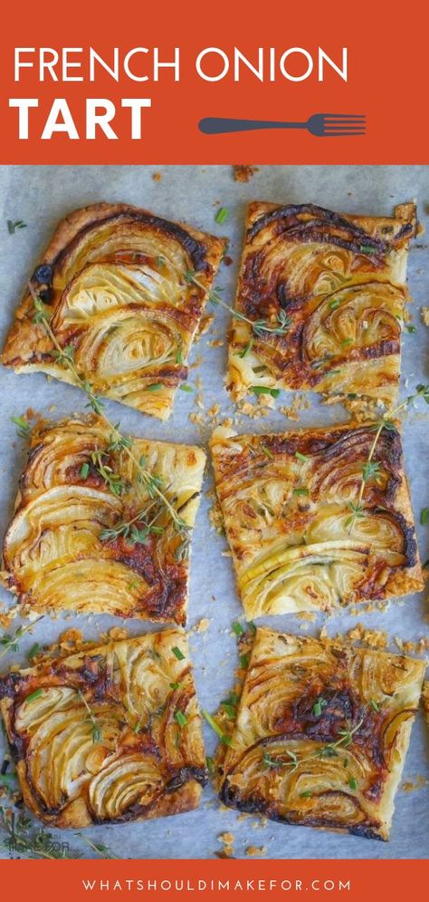 French Onion Tart, Vegetable Tart Recipes, French Recipes Authentic, Vegetable Side Dishes Healthy, Vegetable Tart, Onion Tart, Vegetable Side Dish, Puff Pastry Tart, Appetizers For A Crowd