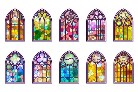 Stained Glass Windows Church, Stain Glass Window Art, Gothic Windows, Window Drawing, Desain Buklet, Stained Glass Church, زجاج ملون, Mosaic Frame, Glass Window Art