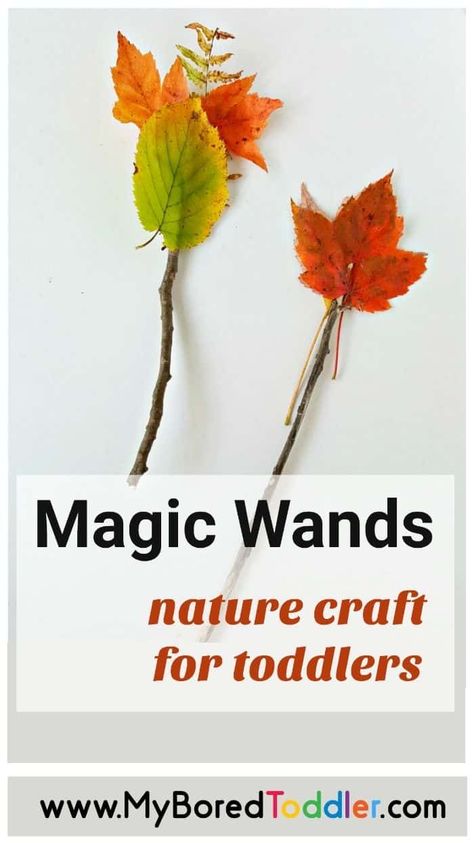 A magic wand can conjure up a lot of outdoor fun, especially if it’s made with natural materials. Make a magic wand with leaves and twigs to provide a simple outdoor play opportunity for your toddler. Conjure up some creative and sensory play with this fun magic wand activity! #sensoryplay #sensory #toddler #toddleractivity #myboredtoddler #magicwand #funoutside Make A Magic Wand, Magic Wand Craft, Sand Magic, Craft For Toddlers, Garden Magic, Nature Craft, Easy Toddler Activities, Magic Crafts, Fun Activities For Toddlers