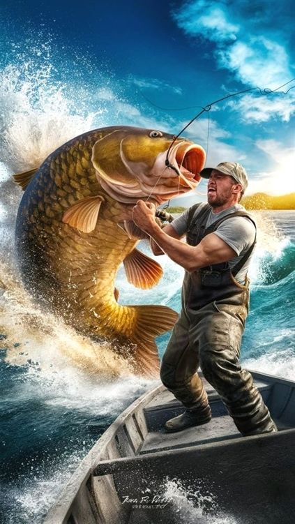 Fishing Tattoo Design, Canada Tattoo, Common Carp, Fishing Design, Fishing 101, Action Photos, Dynamic Action, Fishing Photos, Fish Artwork