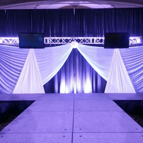 Stage Backdrop Stage Backdrop Ideas Events, Stage Backdrop Ideas, Pageant Stage, Stage Backdrop Design, Draping Ideas, Alter Decor, Wedding Draping, Fashion Show Party, Beauty Expo