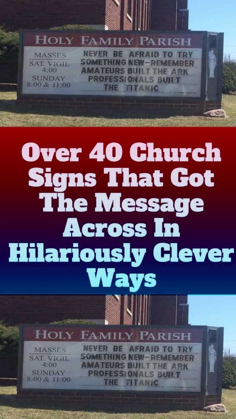 Over 40 Church Signs That Got the Message Across in Hilariously Clever Ways Bible Humor Hilarious, Funny Billboards, Funny Christian Quotes, Church Sign Sayings, Funny Church Signs, Church Humor, Church Interior Design, Bible Humor, Billboard Signs