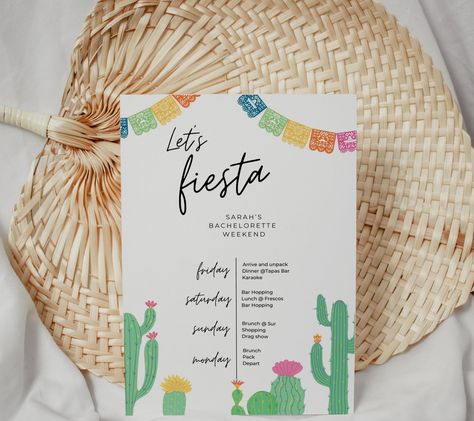 Excited to share this item from my #etsy shop: Final Fiesta Bachelorette Itinerary - Bachelorette Party Weekend - Hen Party Final Fiesta Itinerary, Mexican Bachelorette Party Outfit, Mexico Bachelorette Party Decorations, Bachelorette Fiesta Theme, Taco Bachelorette Party, Final Fiesta Bachelorette Party Outfit, Fiesta Theme Bachelorette Party, Final Fiesta Party, Bachelorette 2023