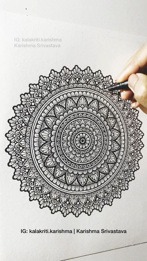 Instagram: kalakriti.karishma | Karishma Srivastava | Email for Online Classes | Mandala drawing, Mandala art therapy, Mandala design art Kalakriti Karishma, Drawing Mandala, Mandala Book, Easy Mandala, Easy Mandala Drawing, Mandala Doodle, Boho Art Drawings, Mandala Art Therapy, Zen Doodle Art