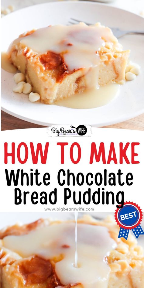 Indulge in the rich and velvety goodness of white chocolate bread pudding. Experience the ultimate comfort dessert with our heavenly white chocolate bread pudding. This soul-warming treat combines the nostalgic goodness of bread pudding with the velvety sweetness of white chocolate White Chocolate Bread Pudding Recipe, Irish Bread Pudding, Chocolate Bread Pudding Recipe, White Chocolate Bread, White Chocolate Bread Pudding, Hawaiian Sweet Breads, Chocolate Brioche, Best White Chocolate, Irish Bread