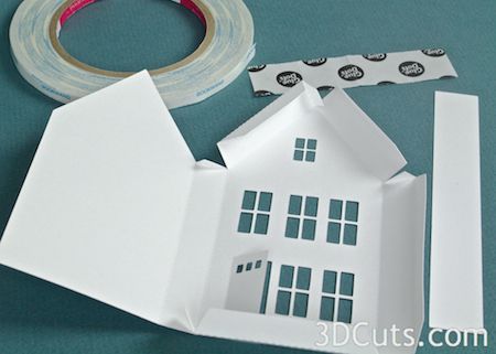 Paper Models House, Village Cottage, Paper House Template, House Silhouette, Diy Christmas Village, Two Story House, House Template, Crochet Leaf Patterns, Cardboard House