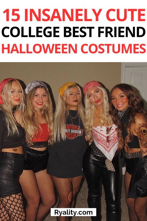 This is the absolute best list of college halloween costumes I've seen yet. Me and my besties wanna dress up together and we will def be using one of these ideas Halloween Costumes For Roommates, Halloween Costumes Roomate, College Girl Group Halloween Costumes, Bestie Costume Ideas Trio, Girl Duo Halloween Costumes College, Group Girl Costumes, Trio Girl Halloween Costumes, Collage Halloween Costumes, College Group Halloween Costumes