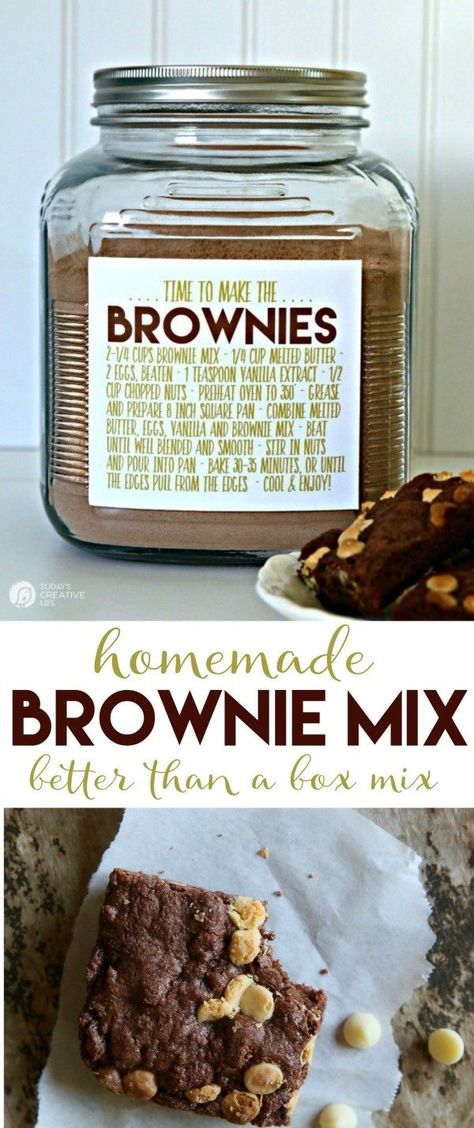 Recipe Free Printable, Making Brownies, Jar Mixes, Homemade Brownie Mix, Homemade Brownie, Homemade Dry Mixes, Homemade Gift Ideas, Jar Recipes, Dry Mixes