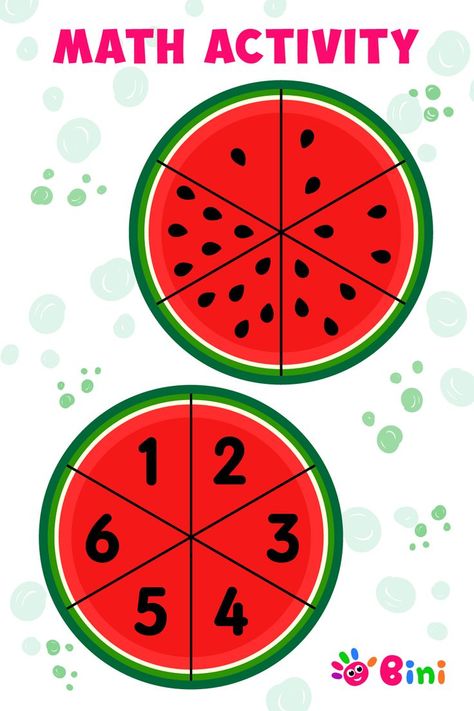 Match the pitted watermelon slice with the corresponding numbered watermelon slices. Watermelon Activities, Shape Activities Kindergarten, Toddler Apps, Shape Activities Preschool, Educational Apps For Kids, Shapes Kindergarten, Watermelon Slice, Shapes Activities, Preschool Letters