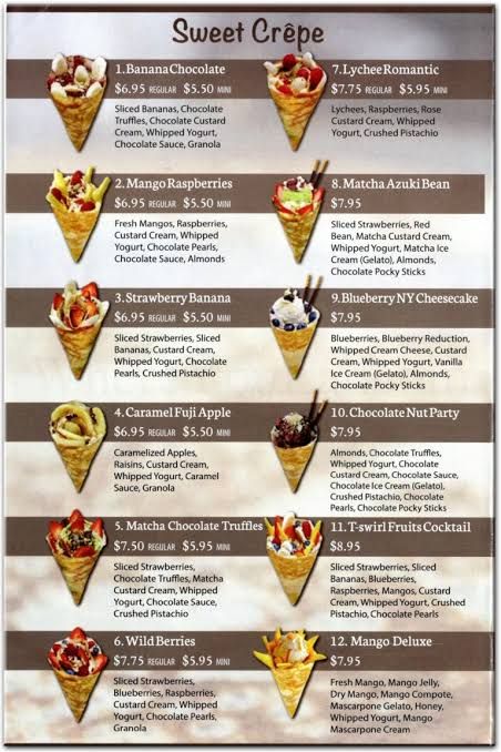 Crepes Business Ideas, Crepe Flavor Ideas, Ice Cream Crepes, Crepe Menu Ideas, Creperie Design Ideas, Crepe Ice Cream, Cafe Food Ideas, Creperia Ideas, Crepe Station