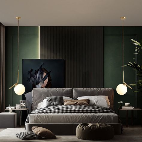 1 Light Pendant Lighting Fixtures Mid Century Modern Spherical Glass Hanging Lights for Bedroom Bedrooms Black, Black Bedrooms, Dark Bedrooms, King Upholstered Platform Bed, Black Bedroom Decor, Bedroom Drawing, Black Bedroom Furniture, Cushion Headboard, Black Bedroom