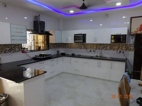 High gloss white hdf material modern kitchen by aashita modular kitchen modern mdf | homify Modular Kitchen Modern, U Shaped Modular Kitchen Design, Kitchen Wardrobe Design, Teak Wood Furniture, Wooden Main Door Design, Modular Kitchen Designs, Modular Kitchen Design, Kitchen Wardrobe, U Shaped Kitchen