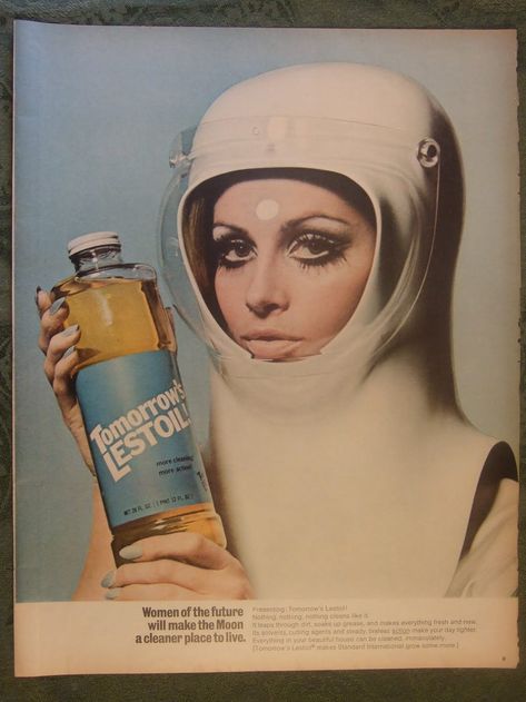 26 Sexist Ads of the Mad Men Era Space Age Aesthetic, 60s Space Age, Space Age Fashion, Futurism Fashion, Procter And Gamble, Silver Color Scheme, Space Fashion, Retro Ads, Man On The Moon