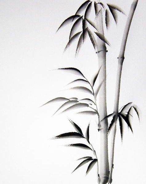 Japanese Bamboo Drawings | Hand Painted Sumi Art Bamboo Drawing, Bamboo Tattoo, Sumi E Painting, Tree Tattoo Designs, Japanese Bamboo, Bamboo Art, Nature Drawing, Art Japonais, Japanese Painting