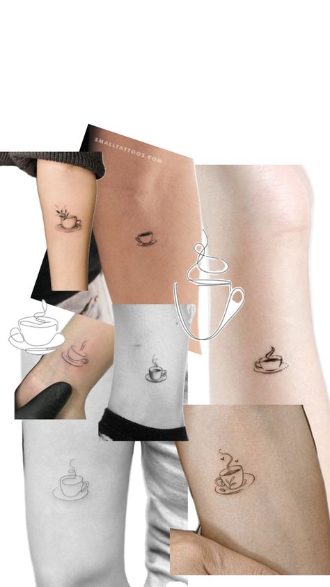 Coffee Cups Tattoo, Simple Coffee Tattoo, Fall Tattoos, Cupcake Tattoo, Coffee Cup Tattoo, Cup Tattoo, Coffee Tattoo, Autumn Tattoo, Coffee Tattoos