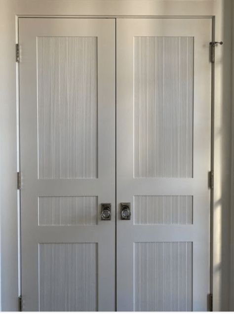 Fluted Wardrobe Doors, Reeded Moulding, 3 Panel Interior Doors, Cupboard Ideas Bedroom, Reeded Door, Chair Rail Moulding, Chair Rail Molding, Trim Ideas, Panel Interior Doors