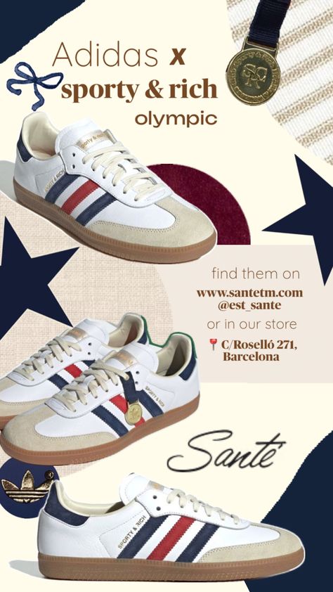 https://santetm.com/products/adidas-samba-og-sporty-rich-usa?_pos=6&_psq=sport&_ss=e&_v=1.0 Sporty And Rich Samba, Adidas Sporty And Rich, Samba Adidas, Adidas Samba Outfit, Samba Outfit, Sporty And Rich, Adidas Samba, Adidas, Sneakers