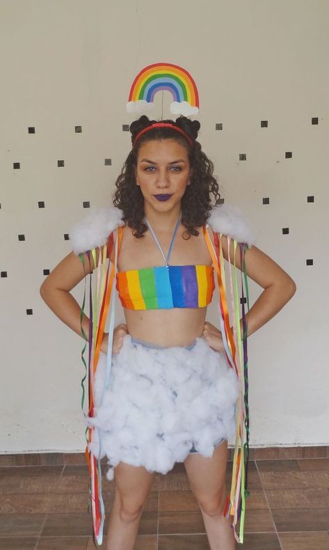 Rainbow Costume Diy, Christmas Shoes Diy, Pride Costume, Blossom Costumes, Rainbow Costume, Rainbow Costumes, Burlesque Costume, Crazy Hats, Rainbow Outfit