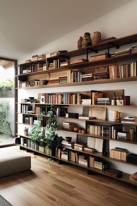 Living Room Library Ideas, Modern Shelving Units, Modernize Your Home, Vista House, Reading Space, Bookshelf Ideas, Bookshelves In Living Room, Shelving Design, Home Library Design