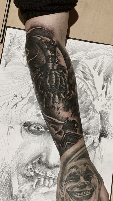 Bane Tattoo Dark Knight, Bane Tattoo, Bane Dark Knight, Bane Batman, Night Tattoo, Dark Tattoos, Knight Tattoo, Batman Tattoo, Joker Tattoo