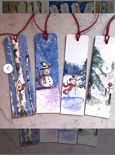 Bookmarks Christmas, Painted Bookmarks, Art Bookmarks, Christmas Bookmark, Holiday Watercolor, Painted Lavender, Watercolour Christmas, Learn Watercolor Painting, Christmas Bookmarks