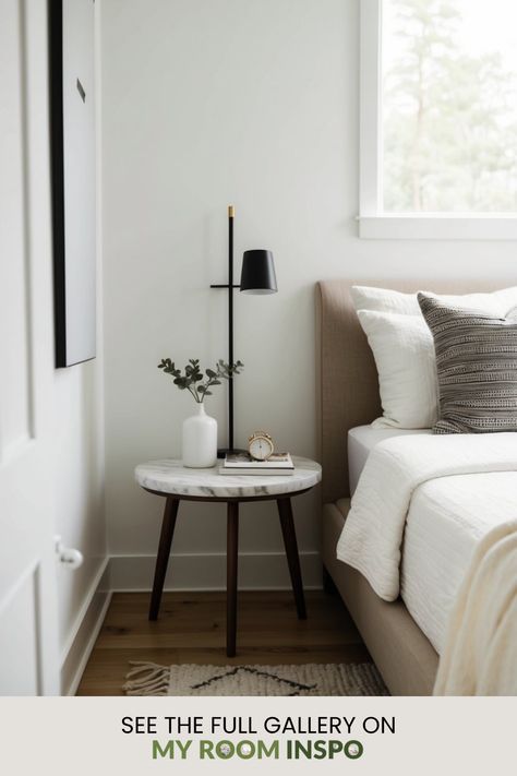 Discover 39 cozy Scandi bedroom ideas that showcase stylish and minimalist design elements to enhance bedroom comfort and aesthetic. Scandi Bedroom Ideas, Calming Home, Scandinavian Chic, Scandi Bedroom, Pine Wardrobe, Home Oasis, Oak Bed Frame, Organic Cotton Pillows, Marble Top Side Table