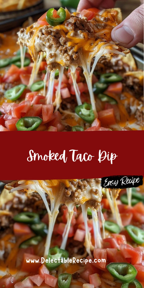 Smoked Taco Dip, Touchdown Taco Dip, Taco Dip Easy, Crowd Pleasing Appetizers, Taco Dip, Black Olives, Taco Meat, Corn Chips, Pellet Grill