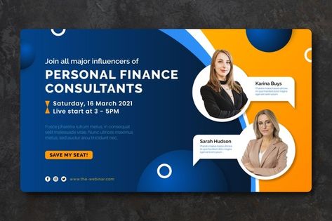 Webinar banner invitation template Free ... | Free Vector #Freepik #freevector #banner #business #invitation #technology Banner Design Horizontal, Webinar Ads, Webinar Banner, Webinar Invitation, Webinar Design, Twitch Banner, Banner Design Layout, Black Friday Banner, Business Presentation Templates