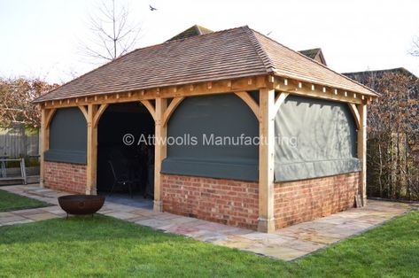 Custom Gazebo Sides Brick Gazebo, Gazebo Side Panels, Pool Gazebo, Modern Gazebo, Garden Room Extensions, Gazebo Plans, Garden Pergola, Brick By Brick, Wooden Gazebo