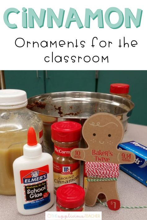 Cinnamon Ornaments for the Classroom Cinnamon Ornaments Easy No Bake, Cinnamon Glue Ornaments, Cinnamon And Glue Ornaments, Cinnamon Ornaments With Glue, Cinnamon Crafts, Cinnamon Ornaments No Applesauce, Apple Cinnamon Ornaments, Applesauce And Cinnamon Ornaments, Cinnamon Scented Ornaments