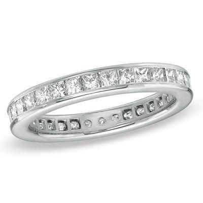 2 CT. T.W. Princess-Cut Diamond Eternity Wedding Band in 18K White Gold Contour Wedding Band, Diamond Eternity Wedding Band, Gold G, Diamond Eternity Band, Jewelry Auction, Local Jewelry, Eternity Wedding Band, Eternity Band Diamond, Diamond Eternity