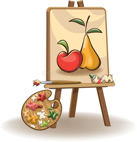 Painting on the easel. With paintbrush, tubes of oil paint and palette, vector, , #SPONSORED, #paintbrush, #tubes, #Painting, #easel, #oil #ad Painting Easel, White Illustration, Drawing Inspo, Paint Palette, Paint Brushes, Game Art, Stock Illustration, Art Decor, Painter