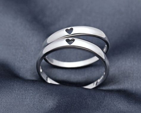 Rings With Hearts, Bruce Yamada, Matching Promise Rings, Cute Promise Rings, Couple Ring Design, Couple Band, Heart Promise Rings, Promise Ring Set, Promise Rings For Couples