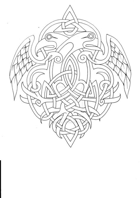 Celtic outline by Tattoo-Design Mandala Bird Tattoo, Mandala Bird, Rune Vichinghe, Tattoo Embroidery, Celtic Images, Viking Embroidery, Norse Design, Viking Pattern, Eagle Face