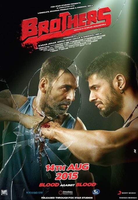 Akshay Kumar Siddharth Malhotra Brothers Movie Poster Bollywood hit movie #BOLLYWOOD #INDIA  #Brothers #SiddharthMalhotra  #AKSHAYKUMAR Bollywood Movie Posters, Brothers Movie, Movies Bollywood, Sidharth Malhotra, Bollywood Films, Bollywood Posters, 2015 Movies, Hindi Movie, Akshay Kumar