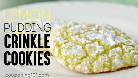 Easy Lemon Pudding, Recipes With Cool Whip, Lemon Cake Mix Cookies, Cool Whip Cookies, Crinkle Cookies Recipe, Lemon Crinkle Cookies, Couponing 101, Cookies Soft, Cake Mix Cookie Recipes