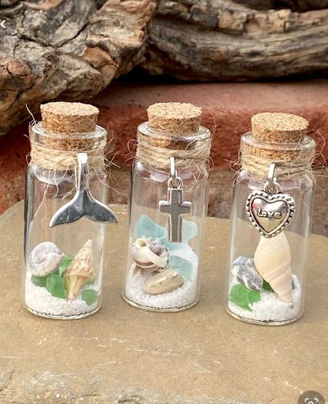 Beach In A Bottle, Curio Shop, Love Pastel, Flower Suncatcher, Sisterly Love, Nautical Crafts, Pastel Beach, Mini Glass Bottles, Stained Glass Decor