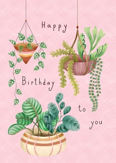 Pimlada Phuapradit | Advocate Art Happy Birthday Gardening, Happy Birthday Cactus, Happy Birthday Boho Images, Plants Happy Birthday, Succulent Birthday Cards, Birthday Clips, Birthday Wishes Greetings, Happy Birthday Friend, Cute Happy Birthday