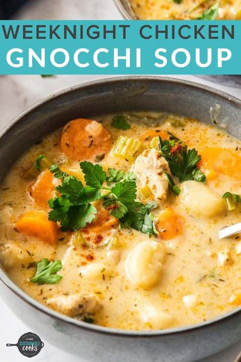 A big bowl of Instant Pot Chicken Gnocchi Soup is pure delicious comfort food. This soup has an amazing and flavorful creamy broth paired with veggies and delicious chicken. No pressure cooker? No problem! You’ll also find directions to make this soup on the stovetop. Gnocchi Soup Instant Pot, Instant Pot Chicken Gnocchi, Instant Pot Chicken Gnocchi Soup, Soup Instant Pot, Chicken Gnocchi, Easy Main Dishes, Chicken Gnocchi Soup, Gnocchi Soup, Instant Pot Soup Recipes