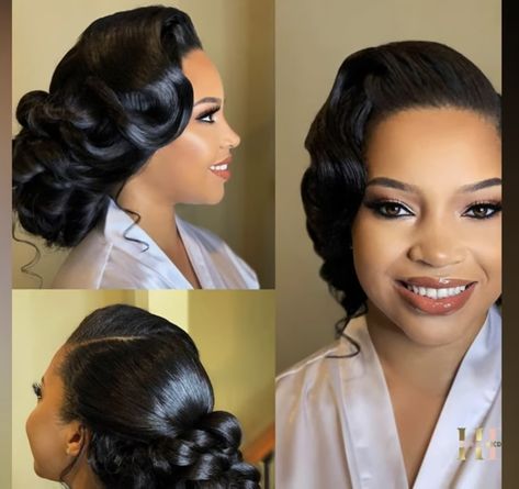 Natural Hair Updo Wedding, Black Bridesmaids Hairstyles, Wedding Party Hairstyles, Black Brides Hairstyles, Bride Hairstyles Updo, Natural Hair Wedding, Black Hair Updo Hairstyles, Black Wedding Hairstyles, Natural Hair Bride