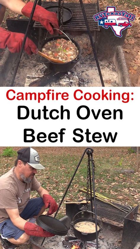 Dutch Oven Beef Stew, Camp Cooking Recipes, Oven Beef Stew, Dutch Oven Beef, Dutch Oven Camping Recipes, Cooking Outdoors, Camping Menu, Dutch Oven Camping, Camping Dishes