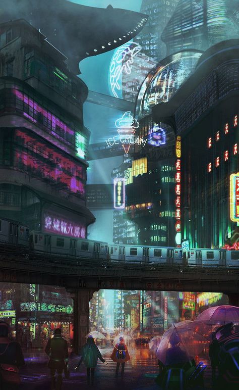 Cyberpunk China, Ville Cyberpunk, Art Cyberpunk, Sci Fi City, Bg Design, Sci Fi Environment, City At Night, China Town, New Retro Wave