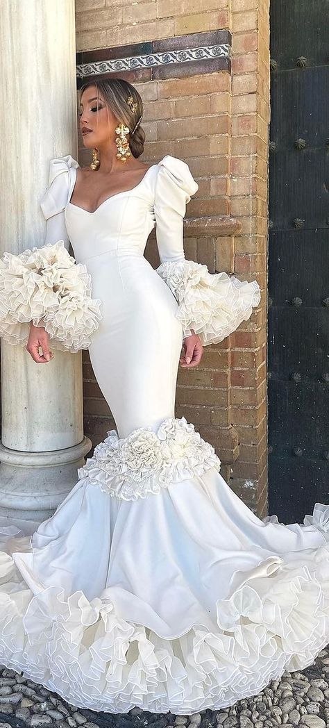 Flamenco Wedding Dress, Wedding Challenge, Reception Halls, Hacienda Wedding, Bride Dress Simple, Flamenco Dress, Gorgeous Wedding Dress, Pageant Dresses, Kpop Fashion Outfits