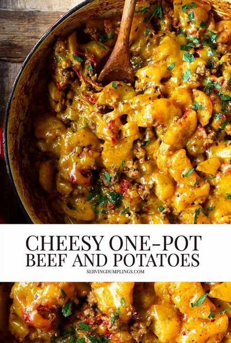 Indulge in the ultimate comfort food experience with our Savory Beef and Potato Skillet Delight. This hearty one-pot meal combines tender beef, perfectly cooked potatoes, and a medley of flavorful spices, creating a dish that's both satisfying and easy to prepare. Perfect for busy weeknights or a cozy weekend dinner, this recipe brings warmth and deliciousness to your table with minimal cleanup. Enjoy the rich, savory flavors that make this skillet meal a family favorite, offering a comforting embrace with every bite. Kebab Recipes Beef, Best Spaghetti Recipe, Beef Dinner Recipes, Ground Beef And Potatoes, Ground Beef Recipes Healthy, Recipes Mexican, Keto Beef Recipes, Potted Beef, Beef And Potatoes