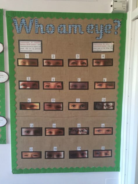 Who am eye? Great for CLL, Maths and UtW Who Am Eye Preschool, Me Myself And I Eyfs Activities, Eyfs Activities All About Me, Eye Preschool Activities, Myself Topic Eyfs, Eyes Activities For Preschool, Eye Activities For Preschool, All About Me Reggio Activities, Eye Crafts For Preschoolers