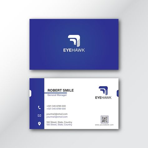 Minimalist blue business card template P... | Premium Vector #Freepik #vector #simple-card #id #card-name #identity-cards Calling Card Design, White Business Card Design, Business Card Design Minimal, Company Business Cards, Business Cards Layout, Blue Business Card, Stylish Business Cards, Business Cards Simple, Modern Business Cards Design