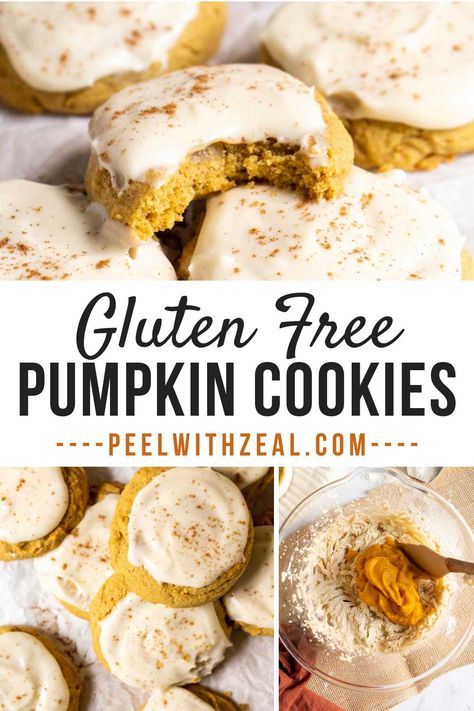 A soft and chewy gluten free pumpkin cookie recipe with maple cream cheese frosting. Easy to make and perfect for Fall. This is the BEST GF cookie recipe. Gluten Free Pumpkin Cookies, Maple Cream Cheese Frosting, Maple Cream Cheese, Maple Frosting, Pumpkin Sugar Cookies, Pumpkin Cookie Recipe, Pumpkin Cookie, Gluten Free Cookie Recipes, Maple Cream