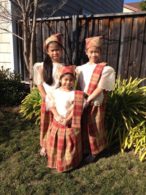 Traditional Pilipino Clothing I made as my first attempt on seeing clothes for my kids! Baro't Saya Traditional, Filipino Clothing Traditional, Barot Saya Traditional Dresses, Filipino Culture Traditional Dresses, Filipino Traditional Clothing, School Picture Day Outfit, Picture Day Outfit, Culture Outfits, School Picture Day