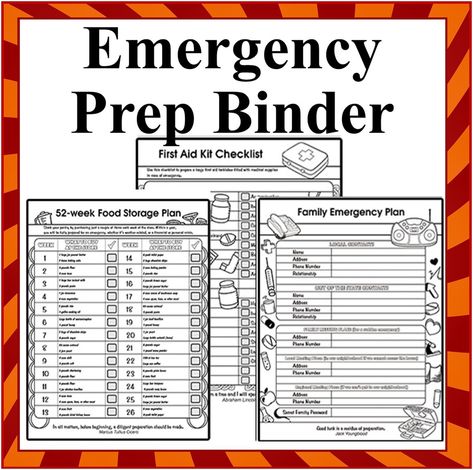 "Create your own Emergency Preparedness Binder or a Grab and Go Binder. Start with printing off these printables, fill out information and collect your important documents all within a binder. - Emergency Prep Printables included-  Grab and Go Checklist Checklist to help you create your Go Bag Emergency Information and contact sheets to include in your emergency binder Printable sheet for setting up your Family Emergency Plan First aid checklist 52 week food storage plan - am example and a blank copy for you to create your own food storage plan 72 hour emergency kit checklist Emergency car kit checklist -Section Binder Inserts to help you divide and organize your book include- Emergency Prep Binder-Front cover Preparation Emergency Contact Information Household and Vital Documents Medical Grab And Go Binder, Emergency Preparedness Binder, First Aid Kit Checklist, 72 Hour Emergency Kit, Family Emergency Plan, Emergency Binder, Car Emergency Kit, Emergency Preparedness Kit, Family Emergency